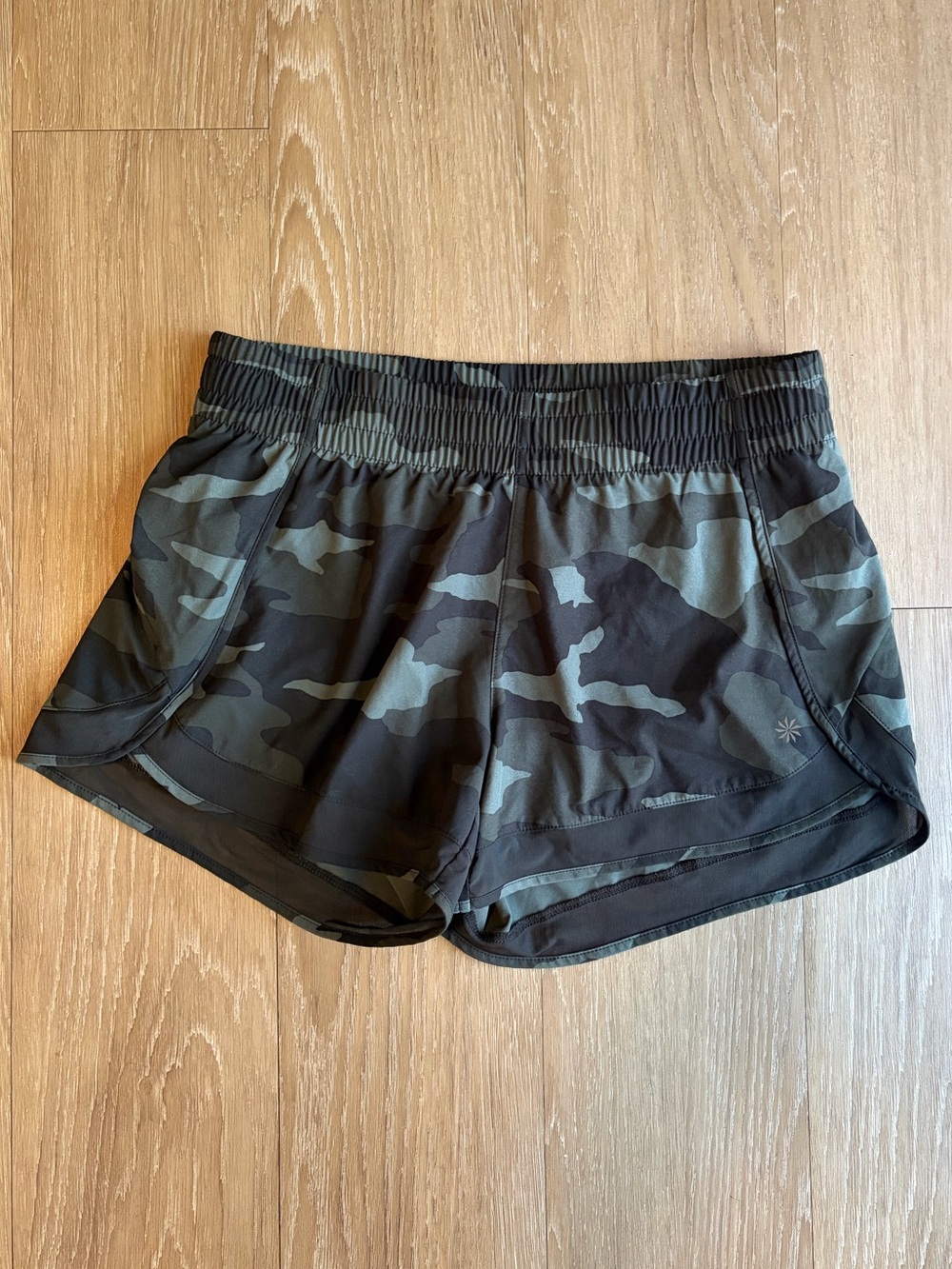 Athleta Camo Athletic Shorts w/ Built-In Underwear
